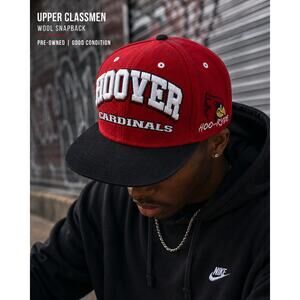 Upper Classmen Hoover Cardinals Wool Snapback Hat Red Black Vintage Style